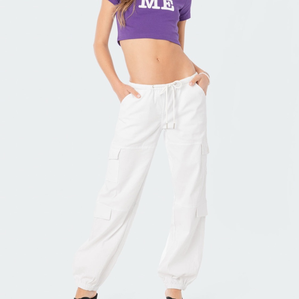 Edikted White Cargo Pants